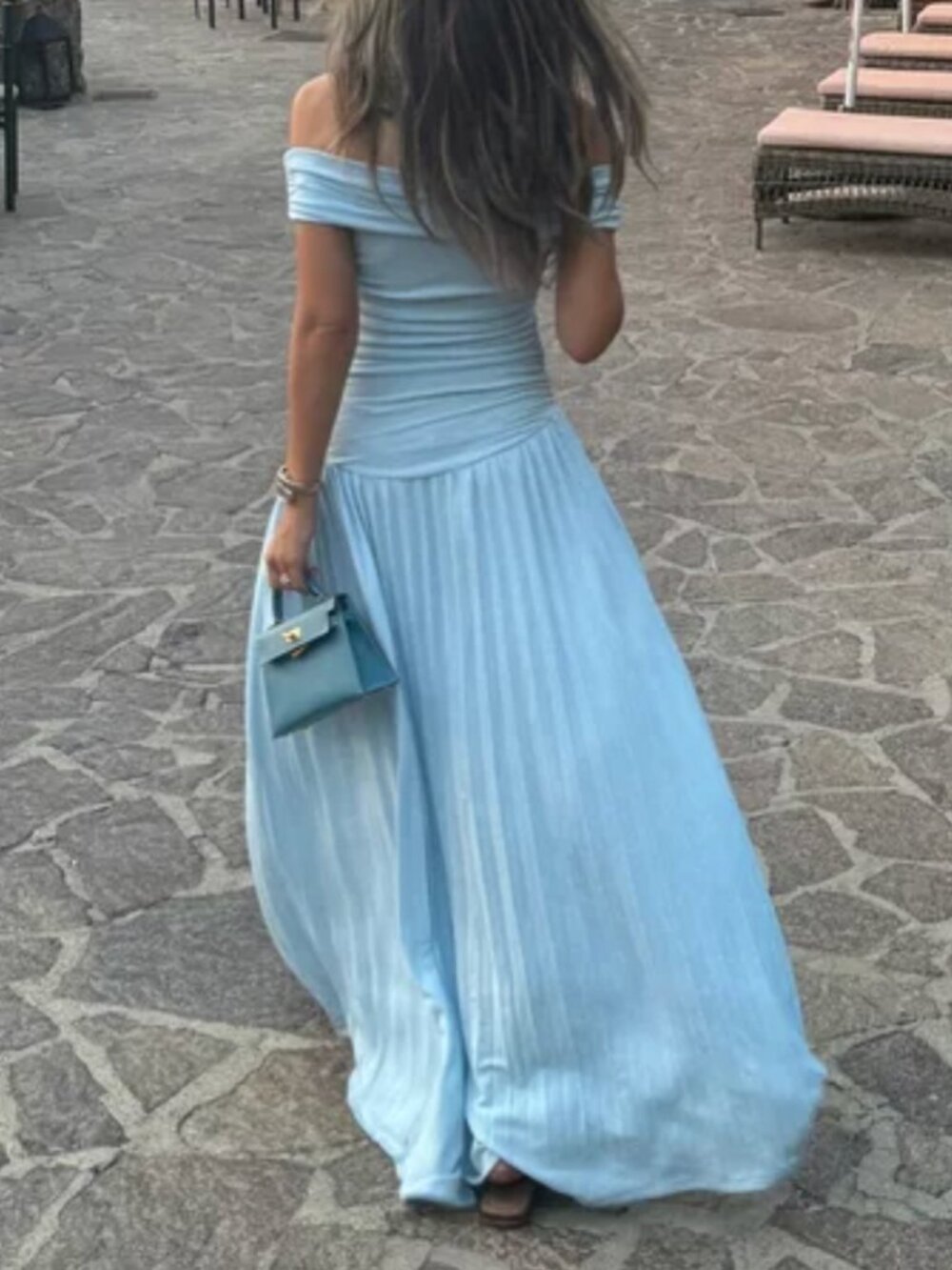 BEST Lioness Field Of Dreams Knit Maxi Dress Gown Soft Blue Small Medium - Picture 2 of 9